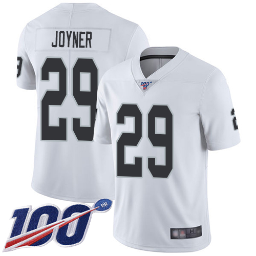 Men Oakland Raiders Limited White Lamarcus Joyner Road Jersey NFL Football #29 100th Season Vapor Jersey->nfl t-shirts->Sports Accessory